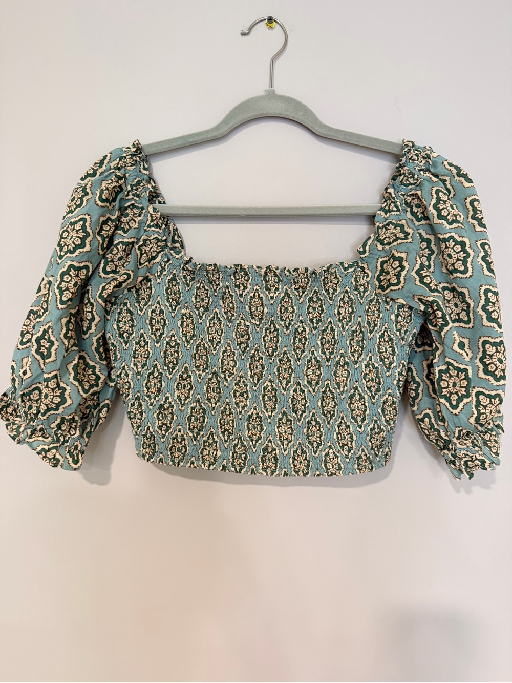 ZARA Printed Smocked Crop Top – Size M